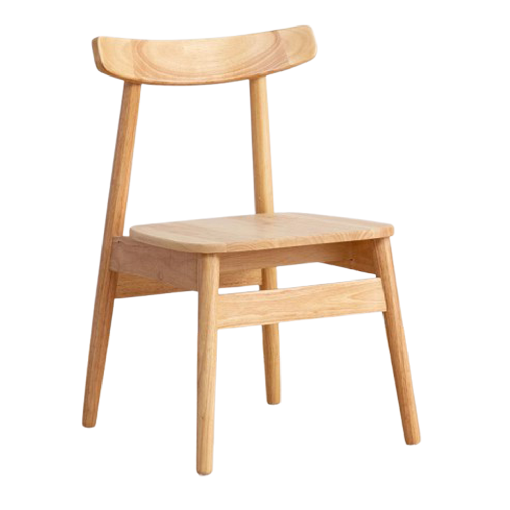 Solid Wood Dining Chair with Orange Leather Cushion