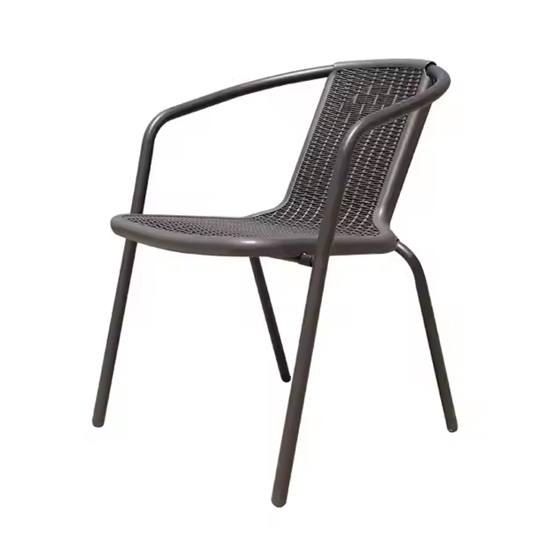 Stackable Outdoor Bordeaux Chair – Black Faux Rattan Seat and Metal Frame