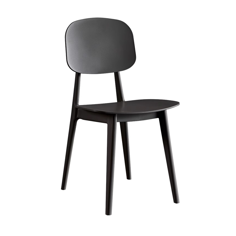 Modern Nordic Plastic Canteen Chair Sleek black plastic canteen chair featuring a smooth matte finish and a rounded backrest in Scandinavian-inspired design