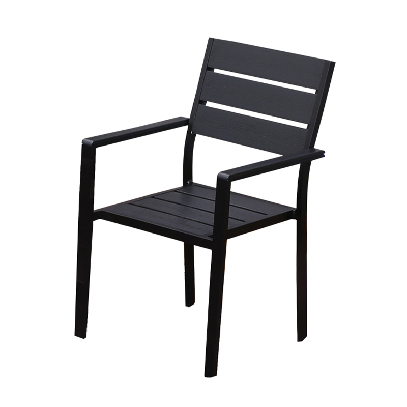 Black Plastic Wood Outdoor Armchair