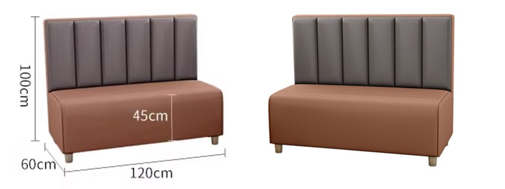 Two-Tone Dining Booth-Upholstered Bench With Back2 Brown and grey booth seating dimensions for restaurant furniture with backrest and cushioned seat
