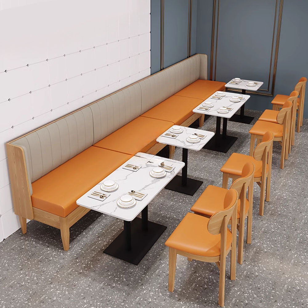 4-Leg Wood Frame Upholstered Restaurant Booth