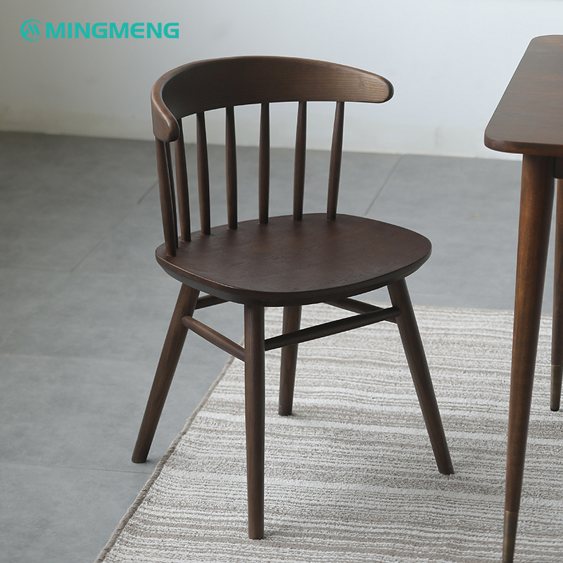 Nordic style Windsor dining chair in dark wood finish