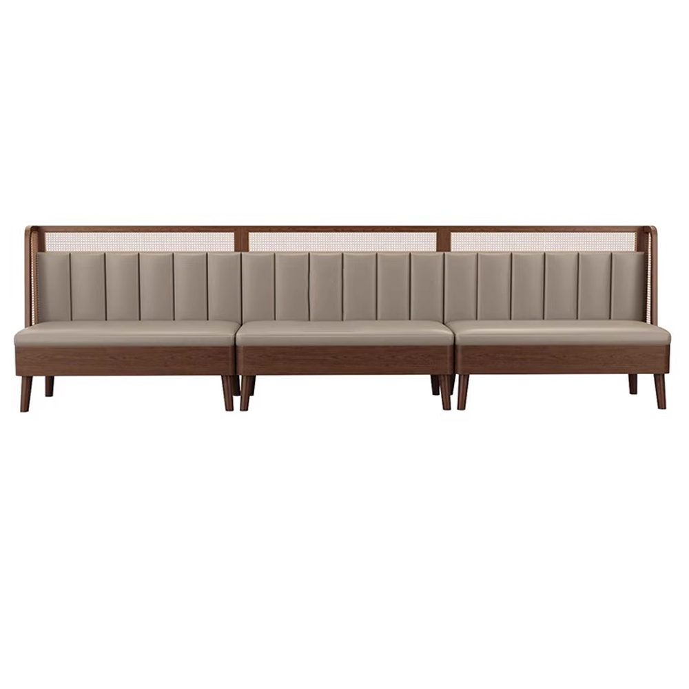 Rattan back long booth sofa for restaurant seating