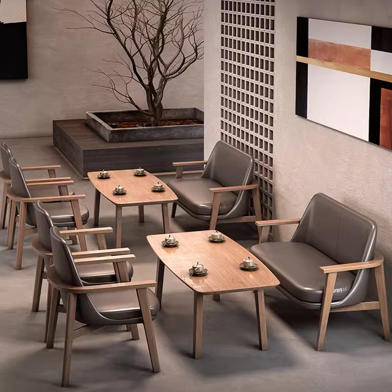 Retro leisure coffee armchairs used in a minimalist café tea setting