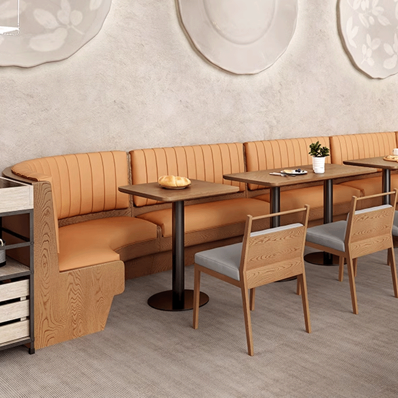 Industrial-style square cafe table with black metal base and natural wood top