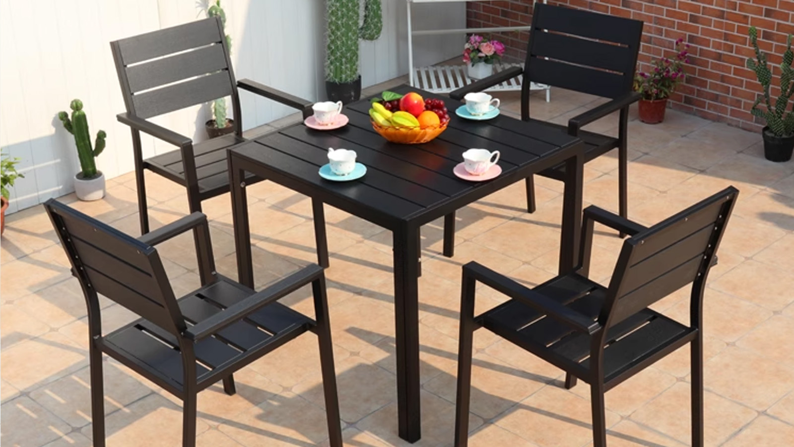 Black Plastic Wood Outdoor Armchair3 Black Plastic Wood Outdoor Armchair3