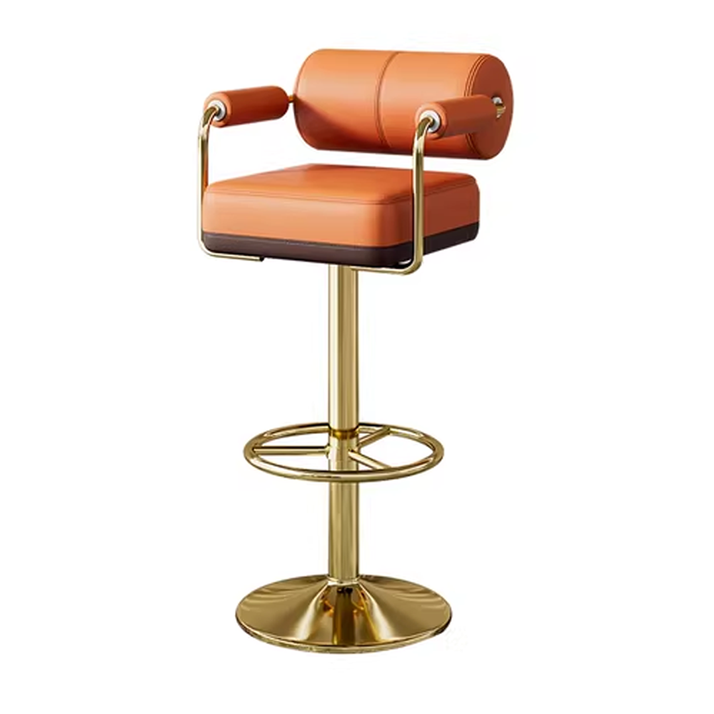 High-end gold base bar chair with round footrest and retro style