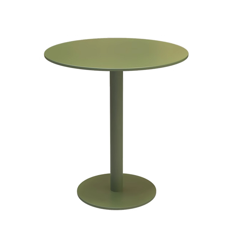 Outdoor Carbon Steel Round Table2 green outdoor round metal table with pedestal base for patio
