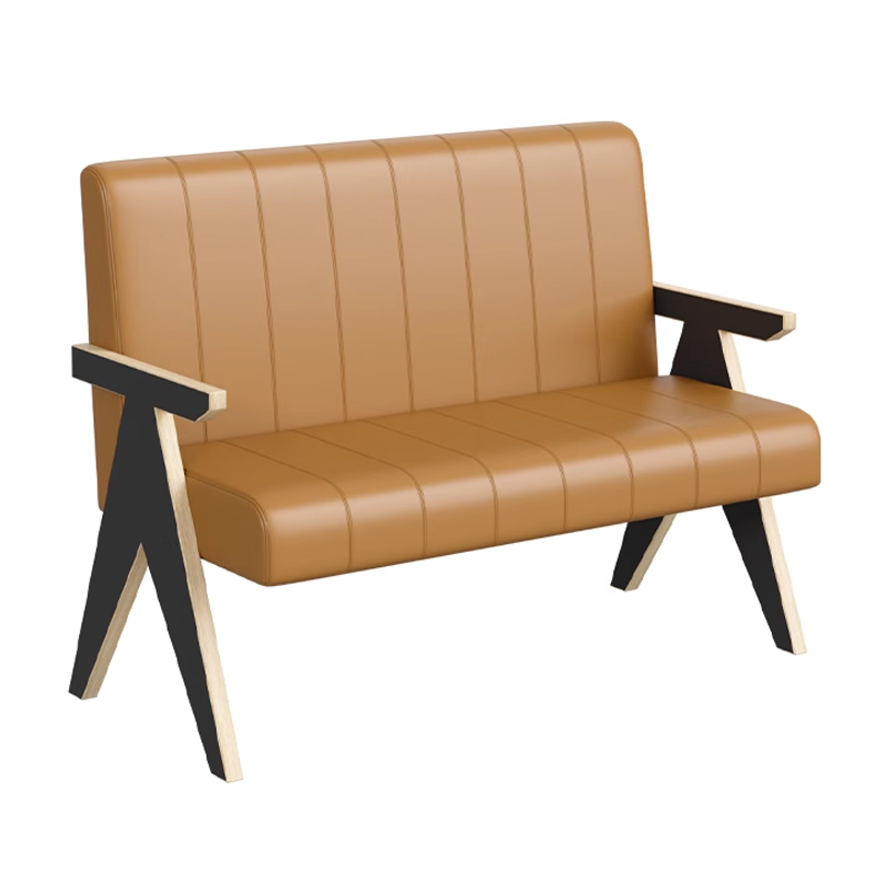 A-Frame Armrests Vertical-Stitched Faux Leather Booth