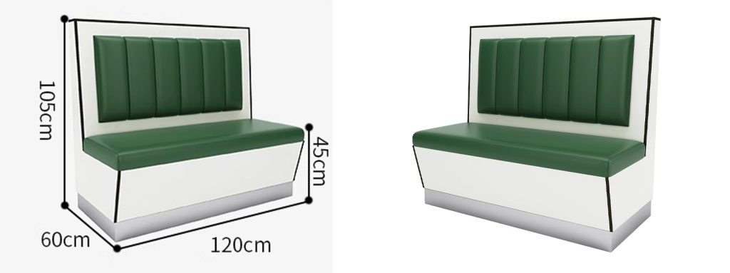 Classic Hong Kong-style Restaurant Booths2 Elegant restaurant booth seating with green upholstery and white panels, set up for dining with neatly arranged tableware.