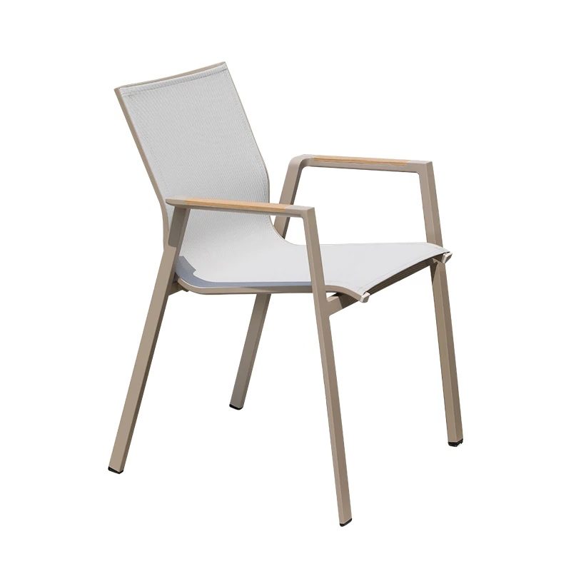 Modern Outdoor Textilene Dining Chair With Breathable Sling Seat