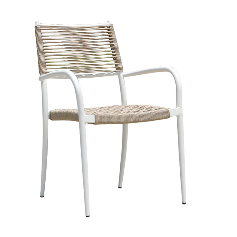 White Frame Outdoor Rattan Armchair