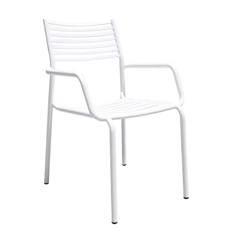 Modern White Outdoor Chair With Slatted Back