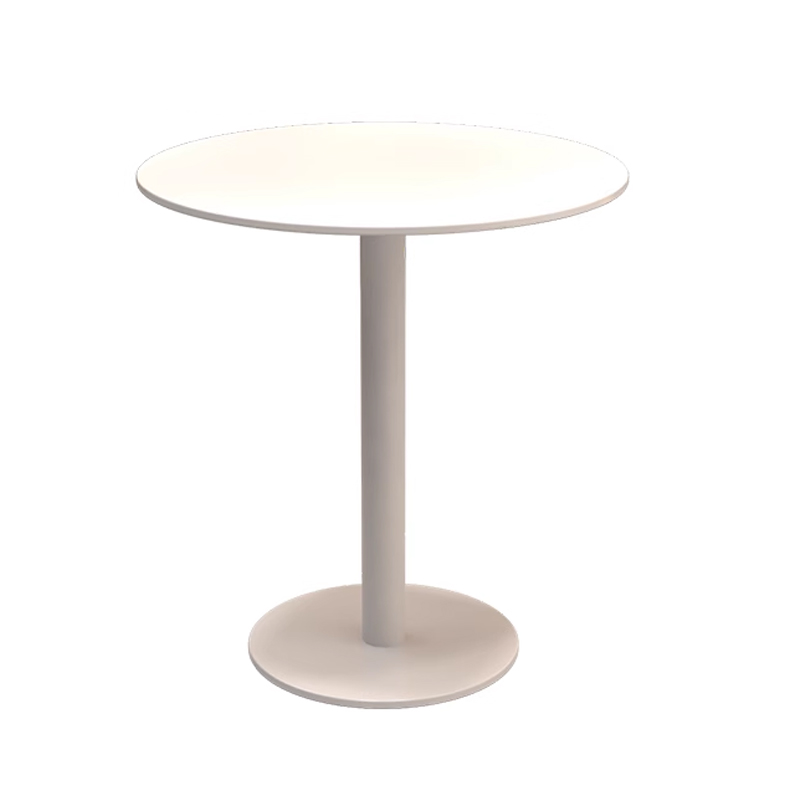 Outdoor Carbon Steel Round Table1 white round outdoor table with pedestal base for bistro or café use