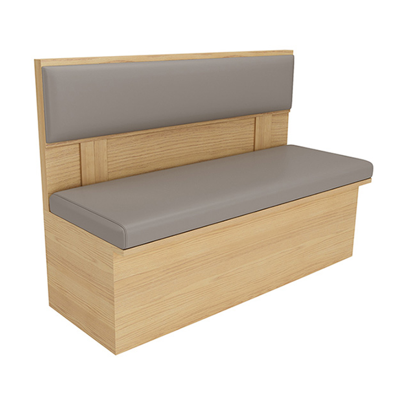 Grey Leather Cushion Minimalist Restaurant Wooden Booth