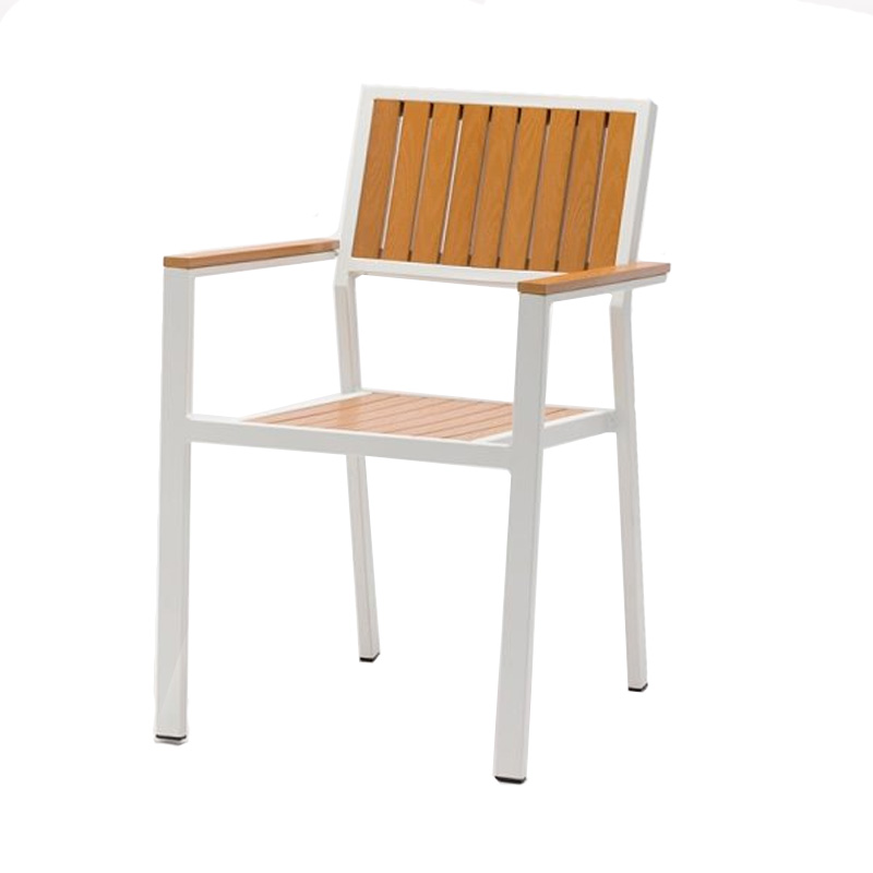 Outdoor WPC Dining Chair with White Aluminum Frame – Weatherproof Armchair