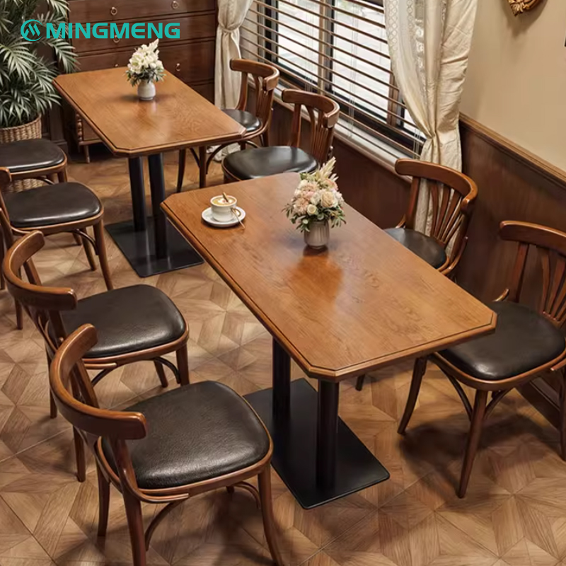 Wooden Restaurant Chair and Table Set for Coffee Shop or Bistro