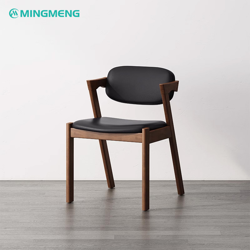 Nordic Modern Z-Shaped Dining Chair2 Nordic modern Z-shaped dining chair with solid wood frame and black upholstered seat