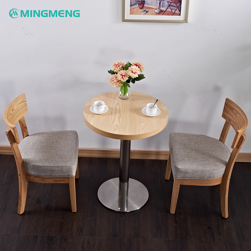 Nordic Style Dining Chair – Solid Wood Frame with Cotton1 Pair of Nordic style restaurant chairs with wooden frame and grey linen cushions