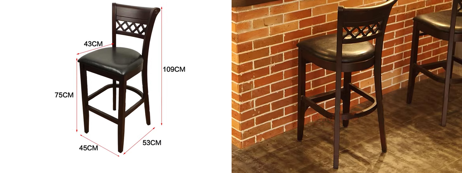 Vintage Dark Walnut Bar Stool4 Vintage Dark Walnut Bar Stool4