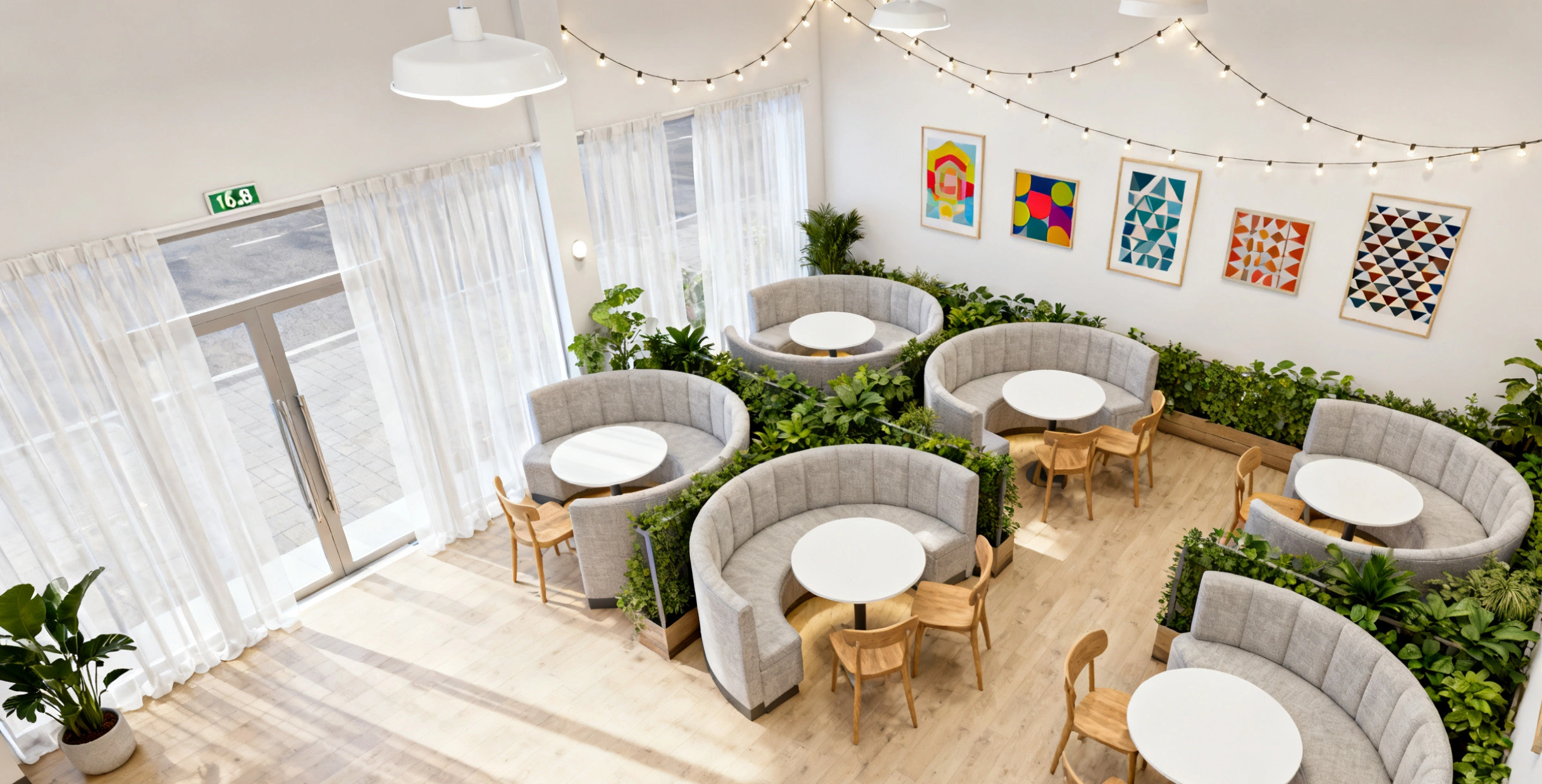 Circular Restaurant Booth Designs to Elevate Dining Spaces3 Restaurant floor plan with multiple circular booth seating layouts for balanced space utilization and modern interior design