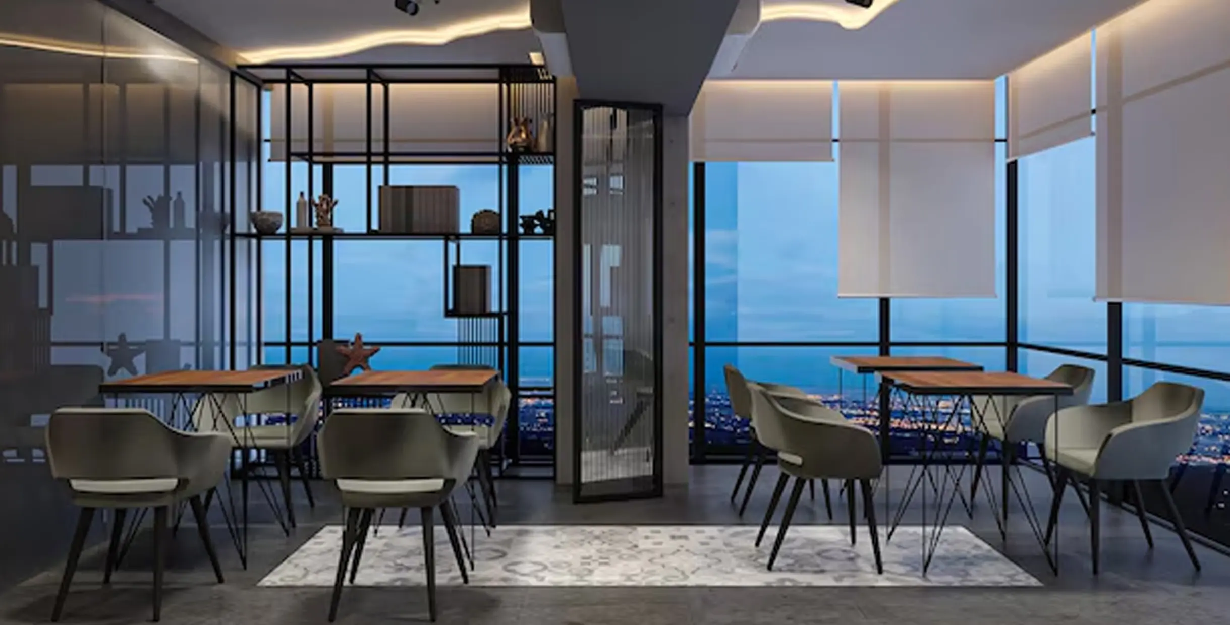 2025 Trends: Modern Restaurant Table Bases for Minimalist Interiors7 Modern restaurant interior with symmetrical layout and matte black table bases