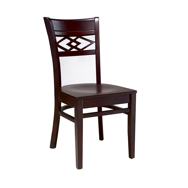 Vintage Solid Wood Coffee Chair – Dark Walnut Finish with Carved Backrest