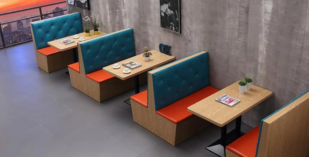Top 10 Custom Restaurant Booth Manufacturers in the USA (2025 Guide)3 colorful-modern-restaurant-booth-seating-design